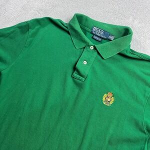 Polo Ralph Lauren Mens Green Custom Fit Crest Logo Pique Polo Shirt XL